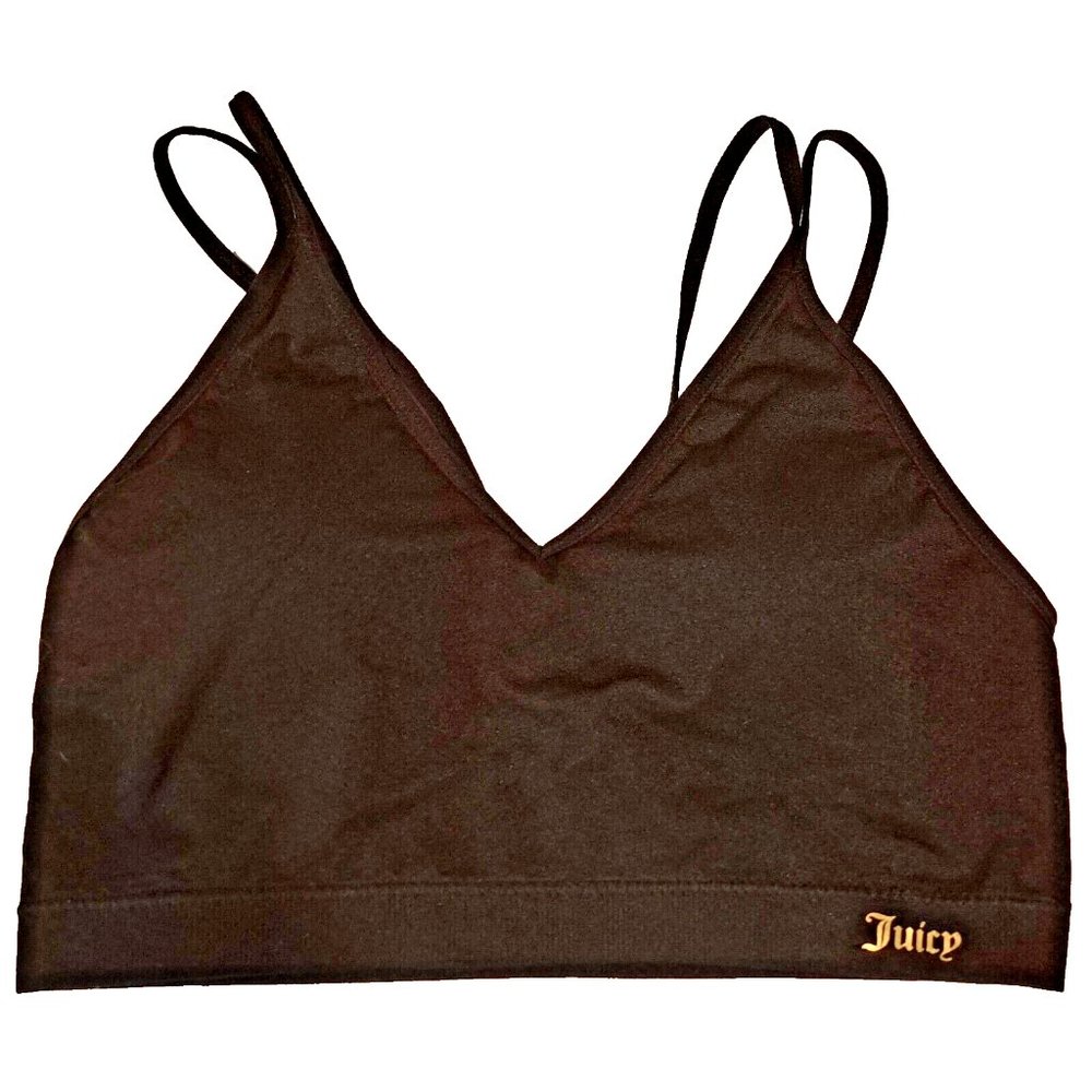 NWOT Juicy Seamless Black Bra Bralette with Gold Logo Strappy Back 2564-28 Large